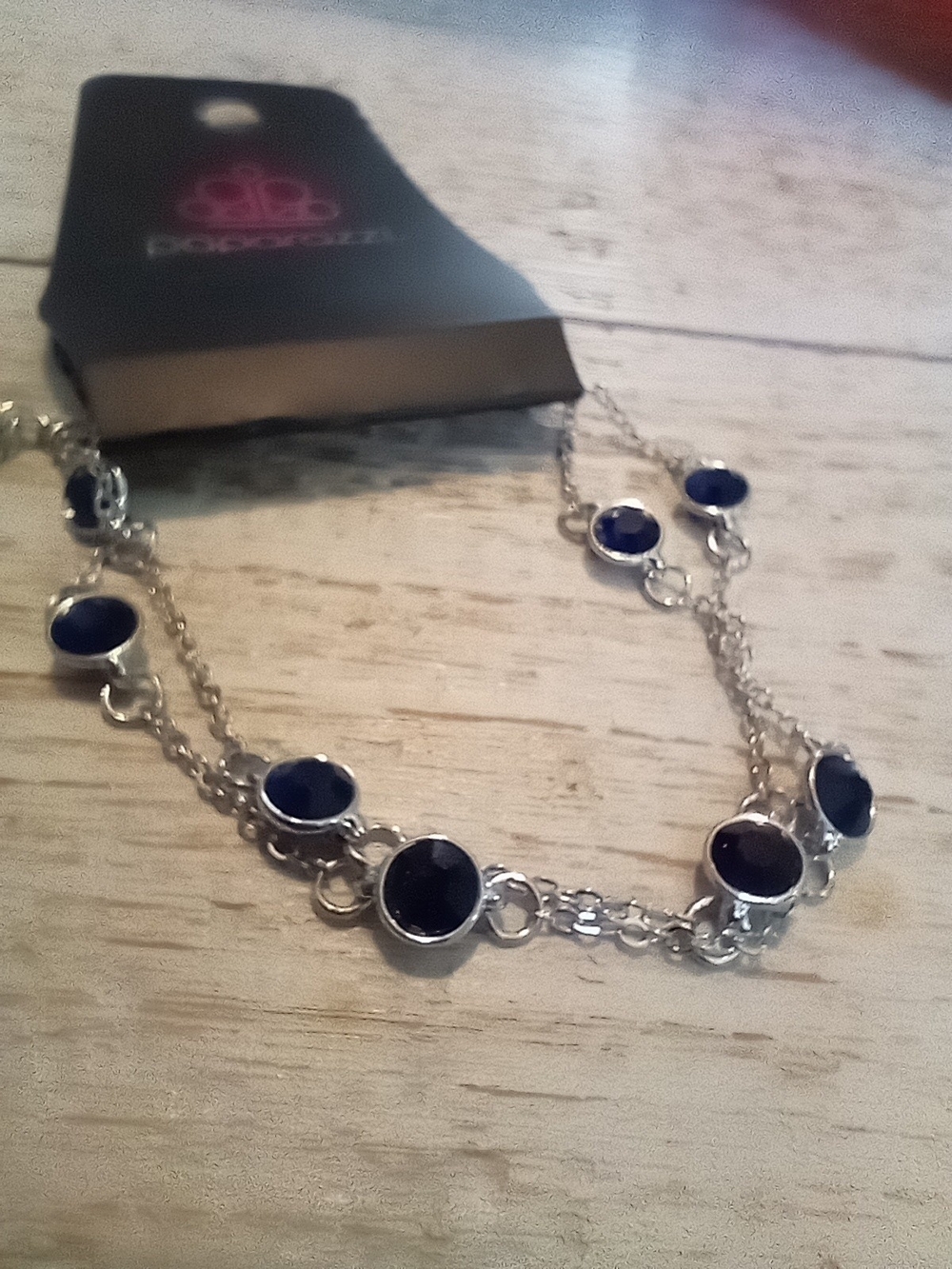 Dazzling Silver-Tone Navy Stone Bracelet by Unknown Brand
